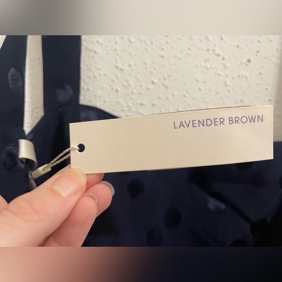 Lavender Brown Polka Dot Cropped Top - Navy Blue - Size L - NWT - Picture 3 of 12